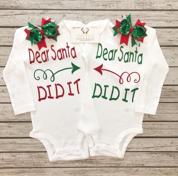 Baby Girl Clothes Twin Christmas Bodysuits Dear Santa Twin | Etsy