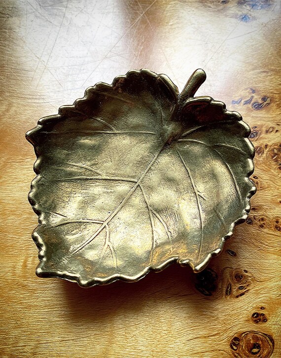 Vintage Brass Leaf Metal Leaf Brass Leaf Plate Brass Dish Etsy
