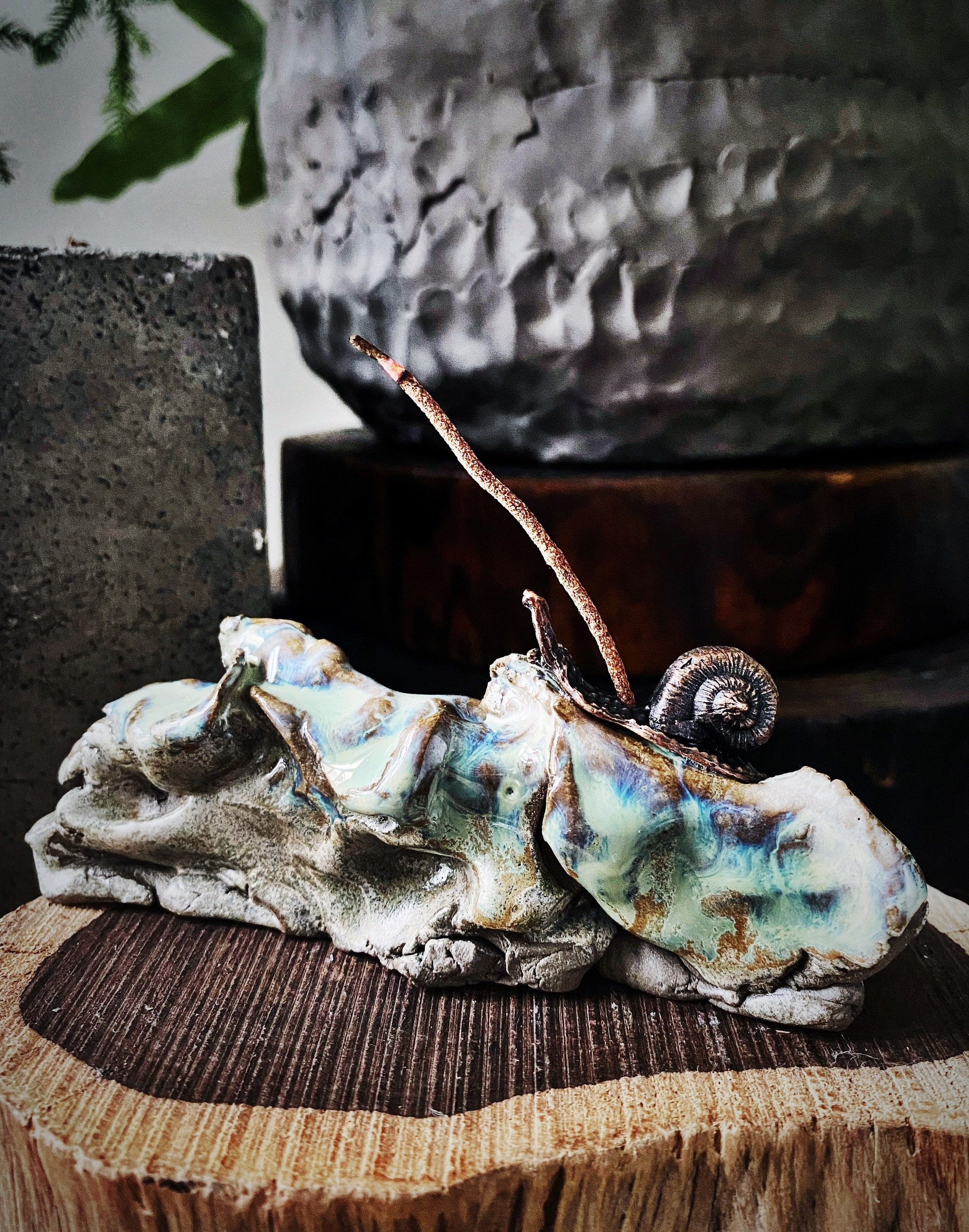Support d'encens en Céramique Porte-Encens Escargot