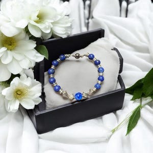 Lapis lazuli bracelet elastic band natural stone beads gift woman girlfriend birthday jewelry