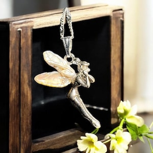 Pearl Wing Angel Pendant Necklace: Stainless Steel Spiritual Jewelry