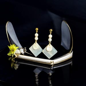 Mother of Pearl Seashell Earrings: Gold-Plated finding Bridal Jewelry
