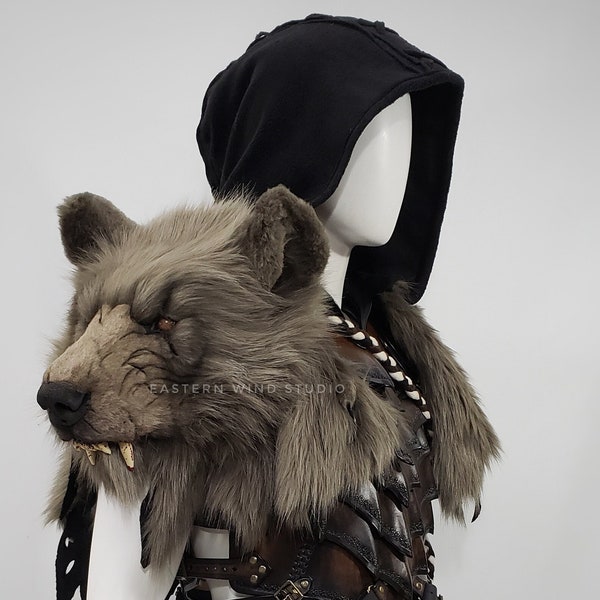 Bear pauldron and cowl (READ ITEM DETAILS before ordering please!)