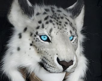 Snow Leopard Headdress or mask combo (READ ITEM DETAILS before ordering please!)