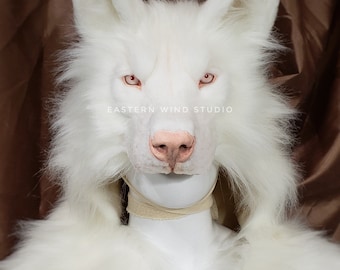 Albino wolf headdress - READ ITEM DETAILS before to ordering please