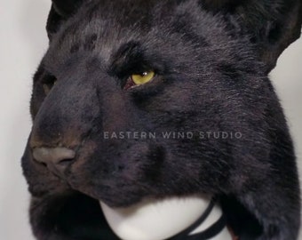 Black panther / jaguar headdress, wrap, rug, costume - animal friendly (READ ITEM DETAILS before ordering please!)