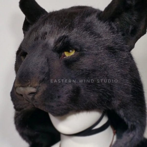 Black panther / jaguar headdress, wrap, rug, costume - animal friendly (READ ITEM DETAILS before ordering please!)