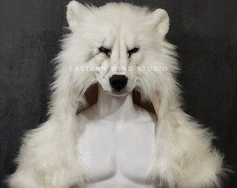 Old Warrior - Polar bear mask/ headdress combo (READ ITEM DETAILS before ordering please!)