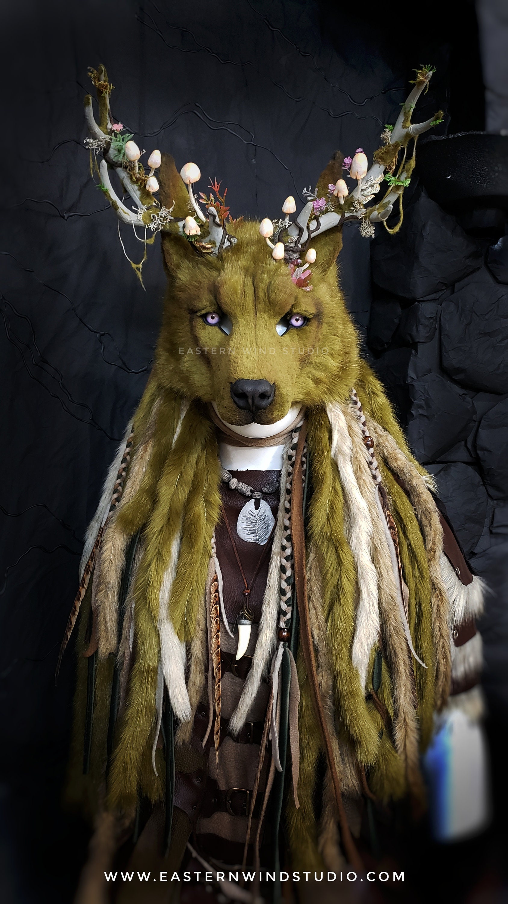 Leshy Forest Spirit Wolf Mask Headdress Combo Animal Friendly leshy-forest-spirit-wolf-mask-headdress-combo-animal-friendly