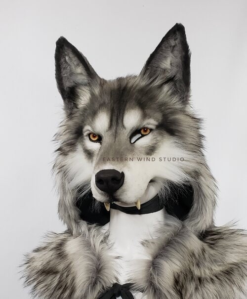 Silver-gray Northwestern Wolf Mask / Headdress Combo READ ITEM DETAILS
