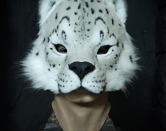 Sneeuwluipaardmasker van imitatiebont (prototype met korting)