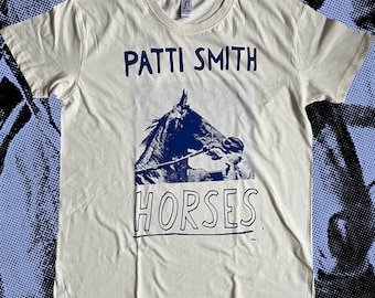 Patti Smith Horses T-Shirt blue on off-white