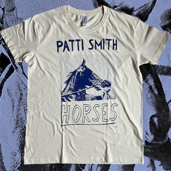 Patti Smith Horses T-Shirt blue on off-white
