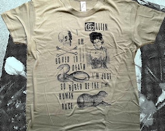 GG Allin Bored to Death T-Shirt black on khaki