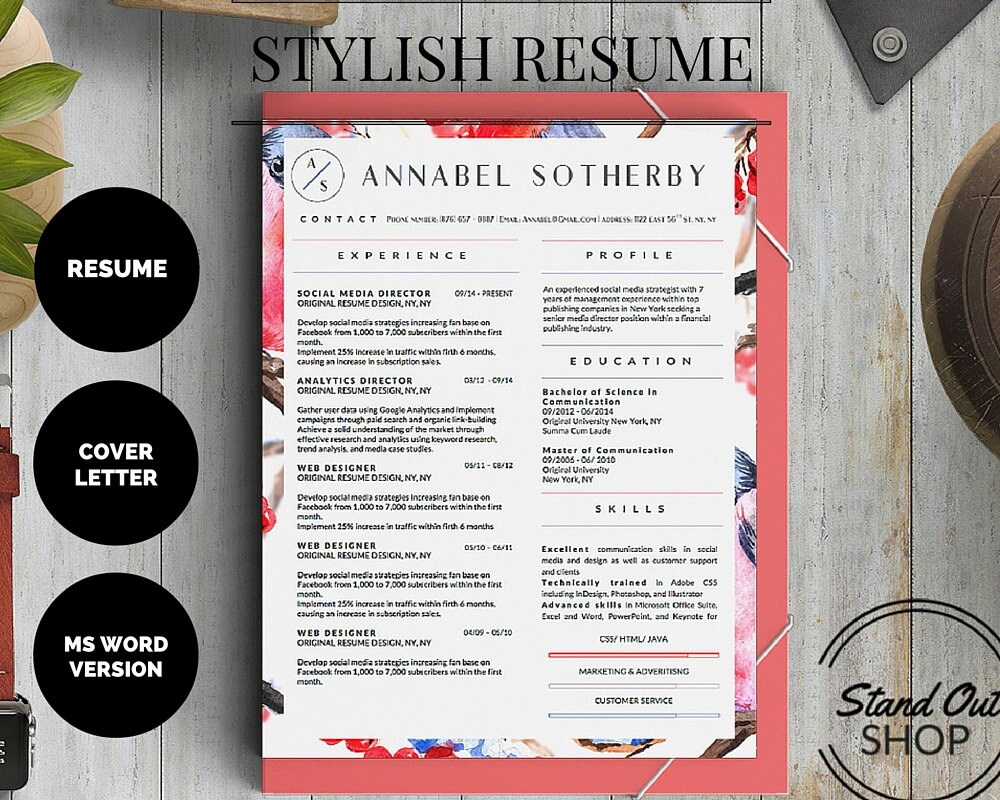 Annabel Sotherby Beautiful Resume and Cover Letter Template Etsy