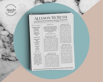 Allyson McBeth Resume 5 Pack para Microsoft Word e Apple Pages