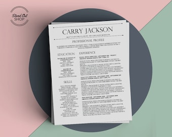 Leve o currículo FANCY moderno de 2 páginas de Jackson + modelo de carta de apresentação para Microsoft Word