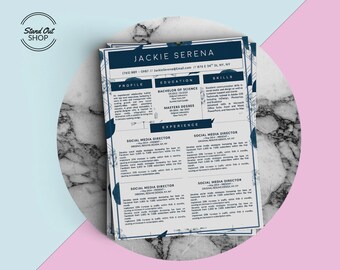 Jackie Serena Beautiful Modern Resume Template with Matching Cover Letter for Microsoft Word