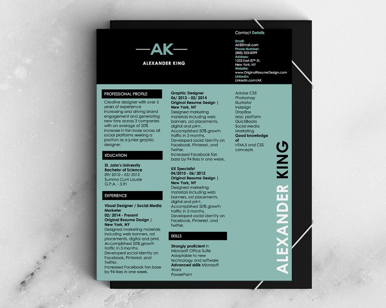 Magazine Style Resume and Cover Letter Microsoft Word Temaplte
