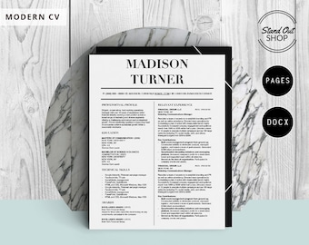Modelo de currículo Madison Turner para páginas do Microsoft Word e Apple em tamanhos carta e A4 dos EUA