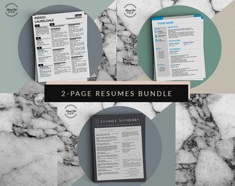 2 Page Resume Design Bundle (3 Templates for Microsoft Word)