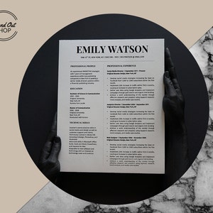 Emily Watson Modern Resume CV Design for Microsoft Word A4 + U.S. Letter Sizes