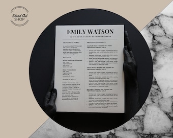 Design de currículo moderno de Emily Watson para Microsoft Word A4 + tamanhos carta dos EUA