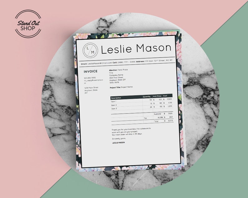 Leslie Mason Professional Invoice Template for Microsoft Word & Apple Pages image 1