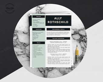 Pacote de modelo de currículo Ally Rothschild 5 para páginas do Microsoft Word e Apple - tamanho A4 e carta dos EUA