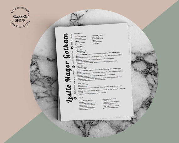 Vertigo Modern Resume Design Word Template Etsy
