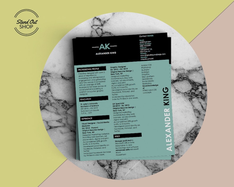 Magazine Style Resume and Cover Letter Microsoft Word Temaplte
