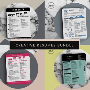 Creative Infographic Resumes Collection Bundle - 4 Resume Templates for Microsoft Word