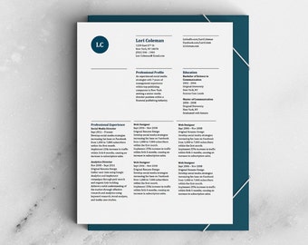 Modern Two Page Simple Word Resume and Cover Letter Template No. 1