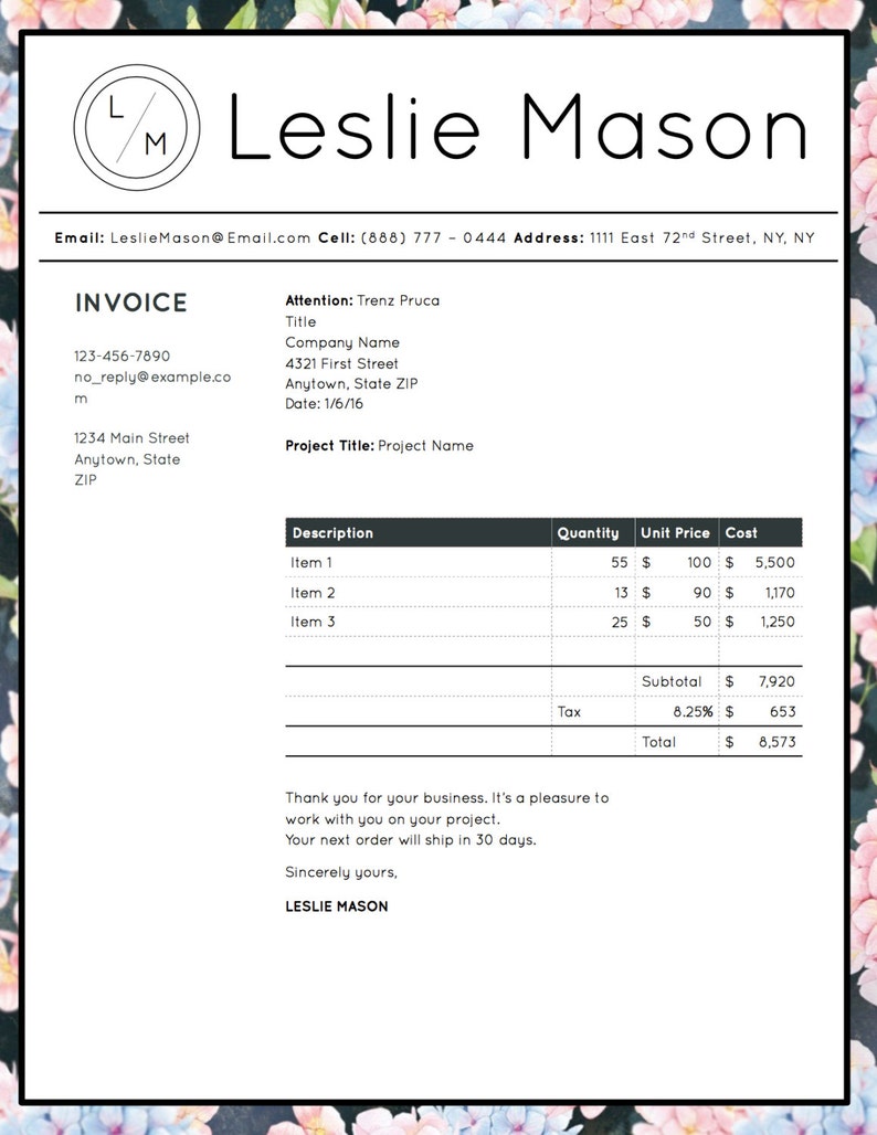 Leslie Mason Professional Invoice Template for Microsoft Word & Apple Pages image 2