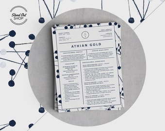 Pacote Athian Gold Resume 5 para Microsoft Word e Apple Pages em tamanhos A4 e Carta dos EUA