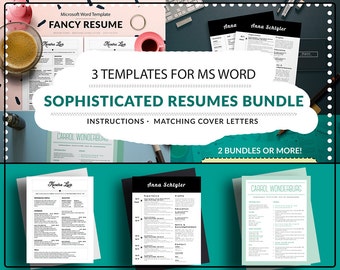 Sophisticated Resume Bundle 3 Templates for Microsoft Word