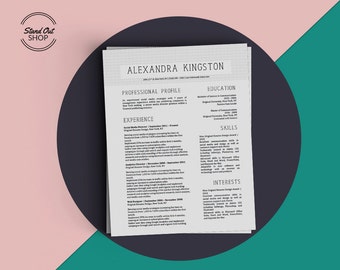 Alexandra Kingston Currículo moderno sofisticado + modelo de carta de apresentação para Microsoft Word