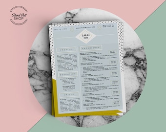 Sarah Rose Resume Template with matching Cover Letter for Microsoft Word