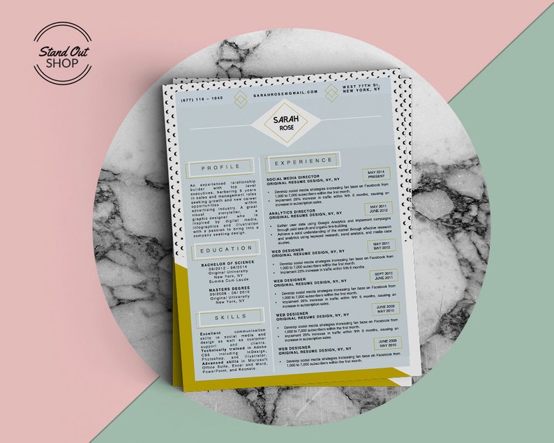 Sarah Rose Resume Template With - Il 794xN.898375656 9h32