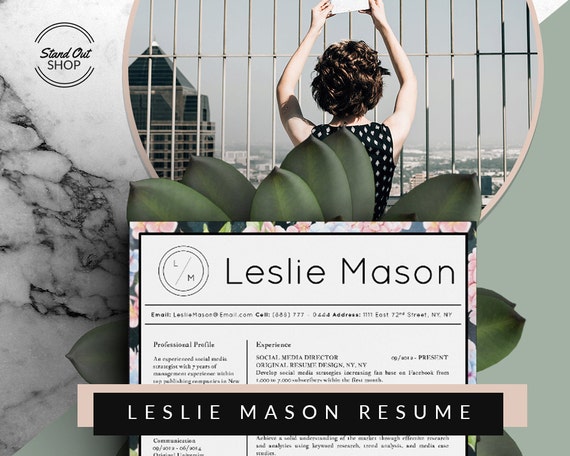 leslie mason beautiful 1 and 2 page resume template for etsy mason resume