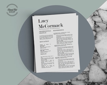 Lucy McCormack Resume + Cover Letter Fancy Template for Microsoft Word & Apple Pages in A4 and US Letter Size