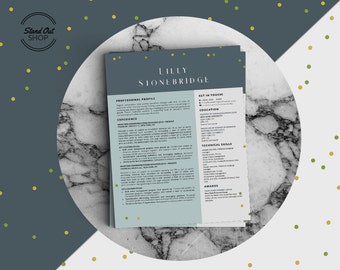 Lilly Stonebridge Modern Resume 5 Pack para Microsoft Word e Apple Pages em tamanho A4 e Carta dos EUA