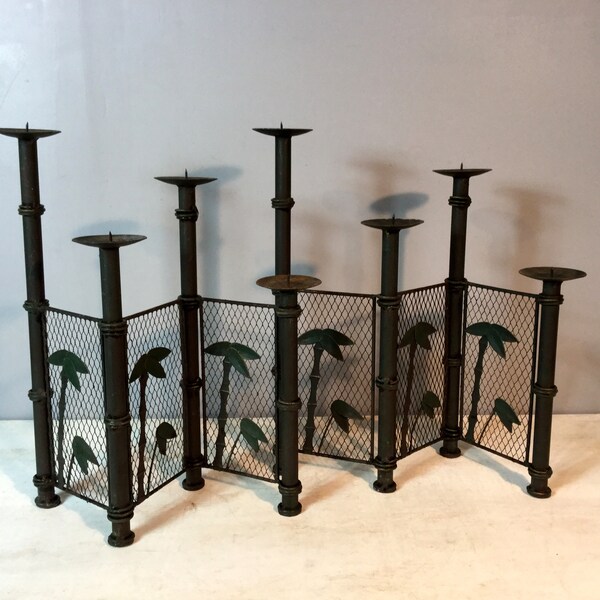 Palm Tree Candle Holder Vintage Etsy