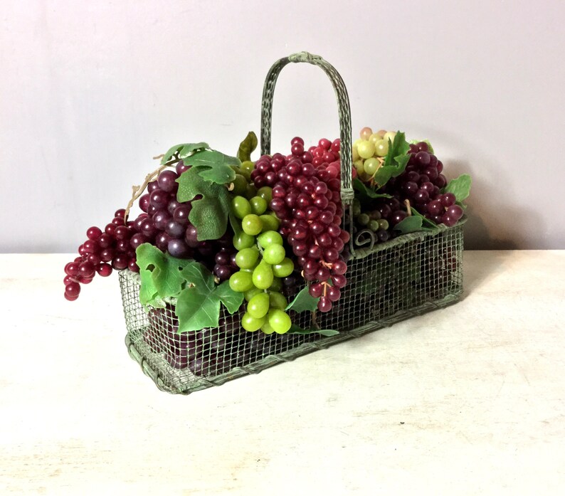 Vintage Metal Basket with Grape Clusters Mesh Metal Etsy