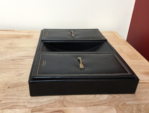 Vintage Hickok Men’s Black Faux Leather Dresser V… - image 9
