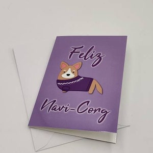 Feliz Navi-CORG ~ Cute Dog Christmas ~ Punny Greetings Card ~ Kawaii Corgi Greetings Cards ~ The Corgi Cottage -