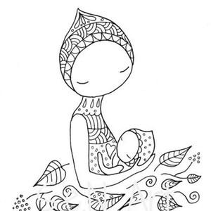 Breastfeeding Art Print: Mother & Baby Zentangle (Digital Download)