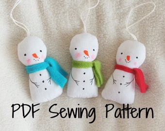 Snowman Pdf Sewing Pattern and Tutorial Digital Sewing Pattern Snowman Christmas Ornament PDF Pattern for Beginners Instant Download Pattern