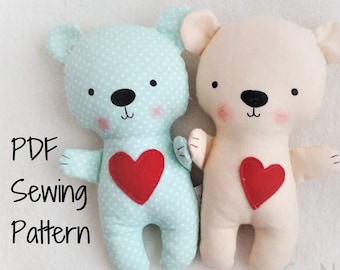 Teddy Bear Soft Toy PDF Sewing Pattern and Tutorial DIY Teddy Bear Softie Pattern Easy Stuffed Bear Pattern Teddy Bear Plush Digital Pattern