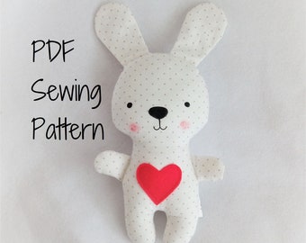 Bunny Rabbit Soft Toy PDF Sewing Pattern and Tutorial DIY Bunny Softie Pattern Easy Stuffed Bunny Pattern Rabbit Plush Digital Pattern